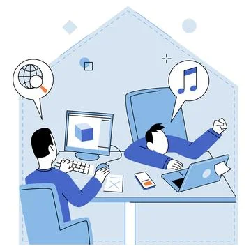 Computer lab. Digital control systems enable precise control and monitoring Stock Illustration