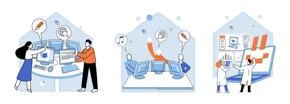 Computer lab. The future holds exciting possibilities with advancements in Stock Illustration