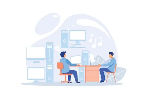 Computer Lab illustration. Advanced computer skills, information technology l Stock Illustration