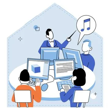 Computer lab. Laboratories equipped with advanced technology are essential for Stock Illustration