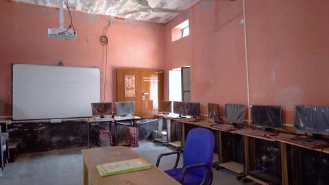 Computer Lab at MG Govt School, Jojawar Stock Footage 322161589