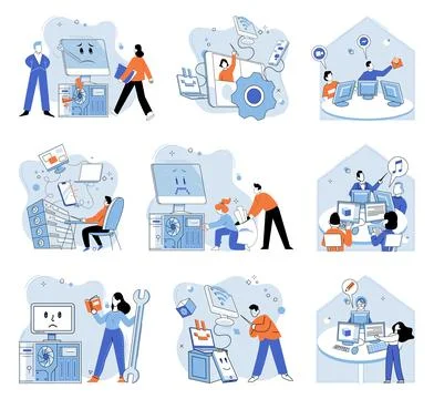 Computer lab. The structure computer lab fosters collaborative learning and 스톡 일러스트