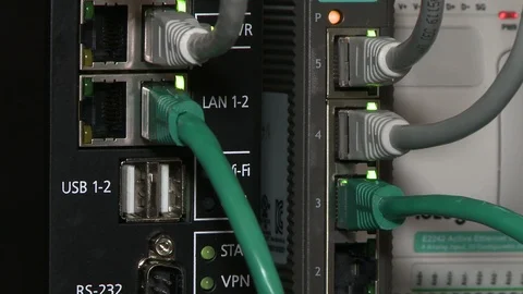 Computer Lan cables on work video Video stock 108800078