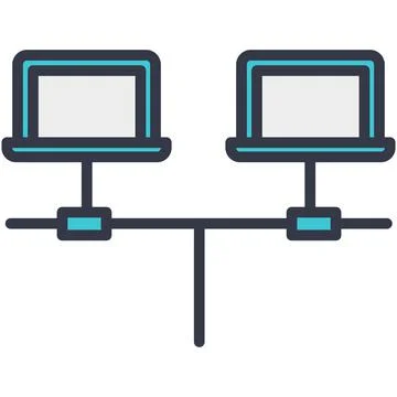 Computer lan network communication flat vector icon Illustrazione stock