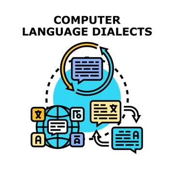 Computer language dialects communication global development concept 스톡 일러스트