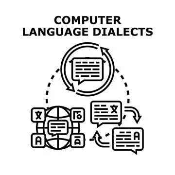 Computer language dialects communication global development concept 库存插图