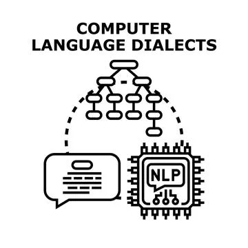 Computer language dialects developing programming code concept Stock-Illustration