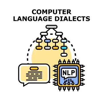 Computer language dialects developing programming code concept Stockillustratie