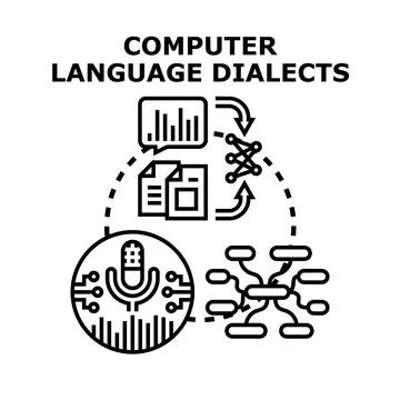 Computer language dialects processing data and information 库存插图
