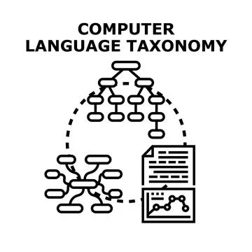 Computer language taxonomy and data organization concept Stock Illustration