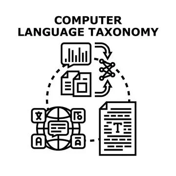 Computer language taxonomy classifying data and information processing 스톡 일러스트