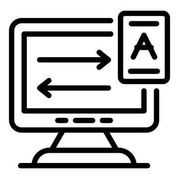 Computer language translator icon, outline style Illustrazione stock