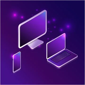 Computer laptop and mobile Vector Illustration 스톡 일러스트