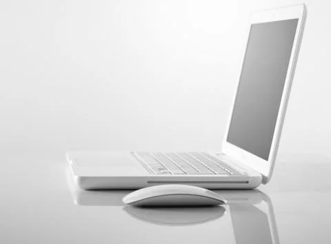 Computer laptop and mouse 库存照片