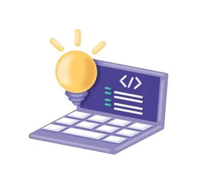 Computer laptop and program code development Stock Illustration