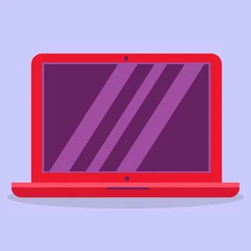 A computer laptop with a blank screen. Flat vector illustration. Illustrazione stock