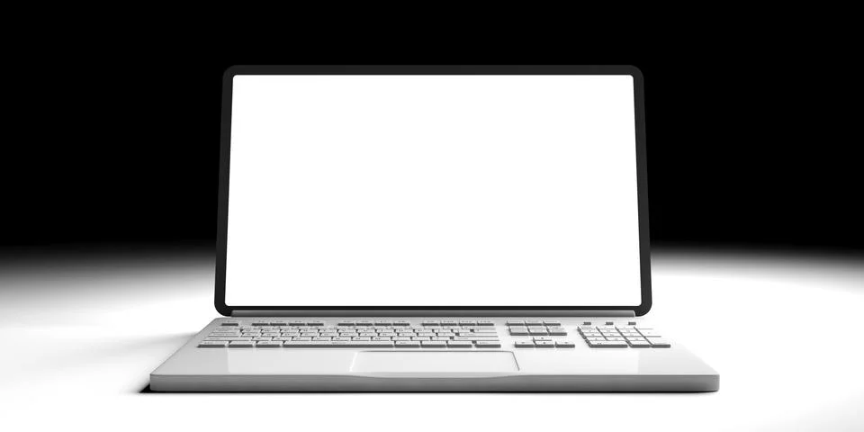 Computer laptop with blank screen isolated on white and black background, fro Stock Illustration