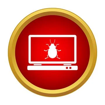 Computer laptop bug virus malware cybersecurity icon graphic イラスト素材