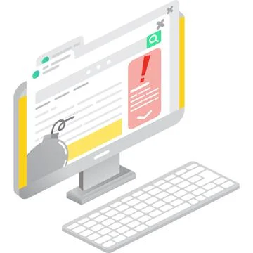 Computer laptop catch virus vector 3d icon Illustrazione stock