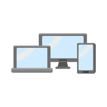 Computer laptop cellphone gadgets Illustrazione stock