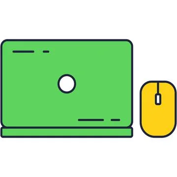 Computer laptop closed and mouse icon vector Stock Illustration