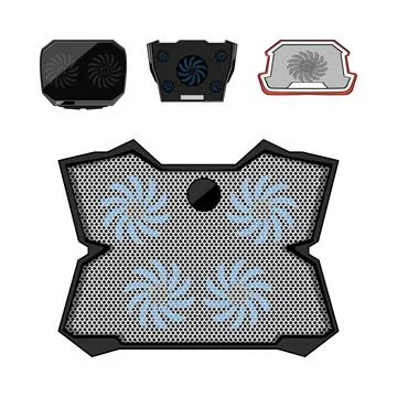 Computer laptop cooling pad vector illustration set Stock Illustration