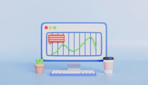 Computer laptop data analytics, Analysis data and Investment, Business financial Illustrazione stock