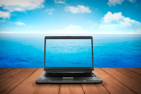 Computer laptop on the dock Stock Photos