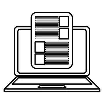 Computer laptop with document Stock Illustration