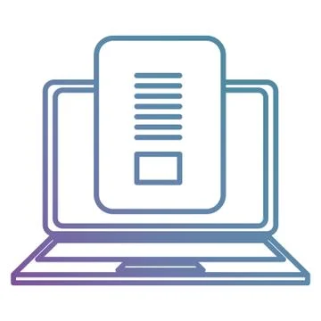 Computer laptop with document Stock Illustration