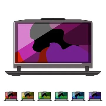 Computer laptop gaming cartoon vector graphic Stock Illustration