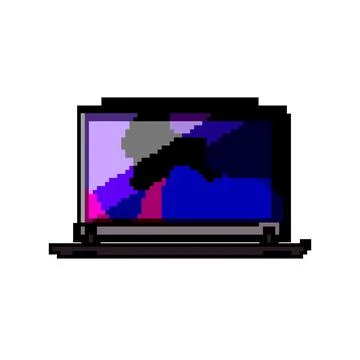 Computer laptop gaming game pixel art vector illustration Stock Illustration