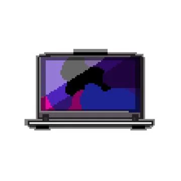 Computer laptop gaming pixel art vector illustration Stock Illustration