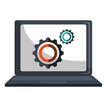Computer laptop with gears Stock Illustration