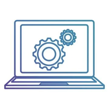 Computer laptop with gears Stock Illustration