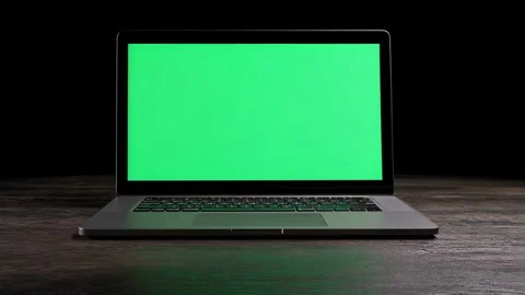 Computer laptop with green chroma key screen display. Stock Footage 301710356