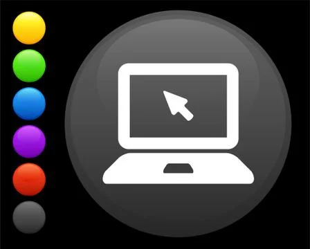 Computer laptop icon on round internet button Illustrazione stock