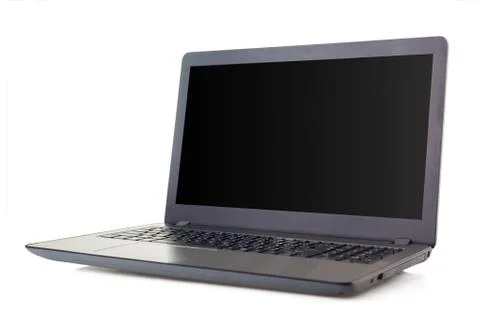 Computer laptop isolated on white background with clipping path Stock Photos