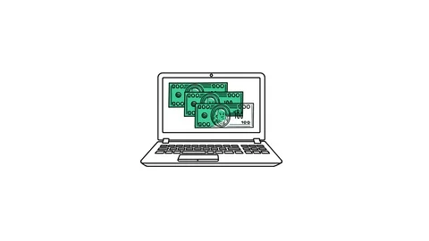 Computer Laptop Make Money Online Animated Sketch Whiteboard Illustration Video stock 94412759