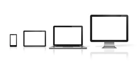 Computer, laptop, mobile phone and digital tablet pc Ilustración de archivo