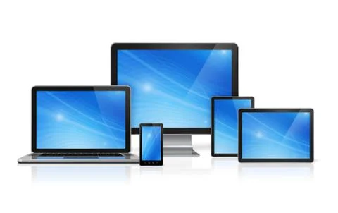 Computer, laptop, mobile phone and digital tablet pc Stock Illustration