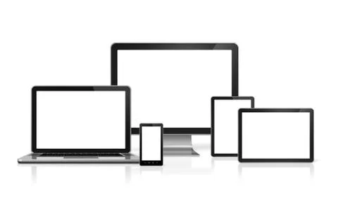 Computer, laptop, mobile phone and digital tablet pc Stock Illustration