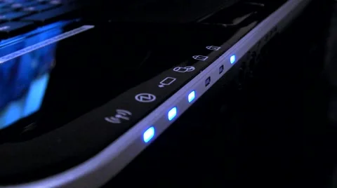 Computer Laptop / Notebook Lights LEDs Flickering Stock Footage 42939044