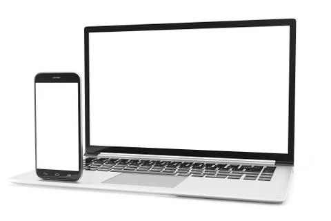 Computer, Laptop or Tablet, Smartphone, Display Isolated on White Background Illustrazione stock