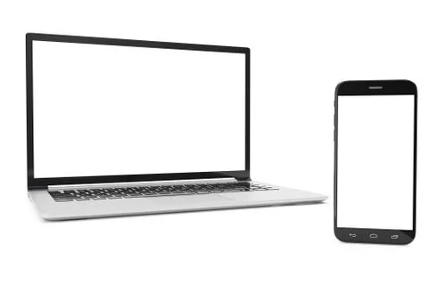 Computer, Laptop or Tablet, Smartphone, Display Isolated on White Background Ilustración de archivo