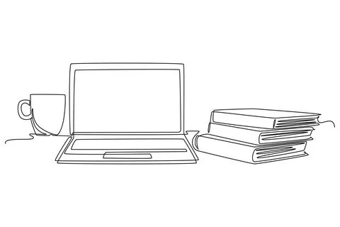 Computer laptop, paper cup of coffee and open book on office table desk 스톡 일러스트