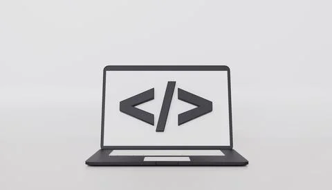 Computer laptop pc and programing code development popup, Website programming Stockillustratie