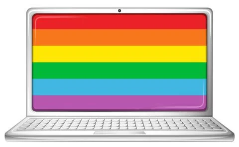 Computer laptop with rainbow screen Stock Illustration