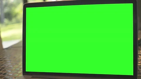 Computer laptop screen (greenscreen) zoom out Stock Footage 52548816