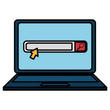 Computer laptop with search bar Stock Illustration